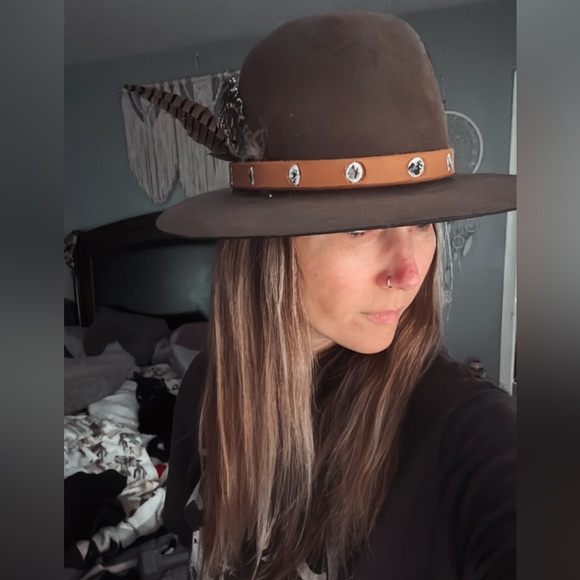 Never ending threads handmade moon hat brown size 6 3/4 - Picture 5 of 5